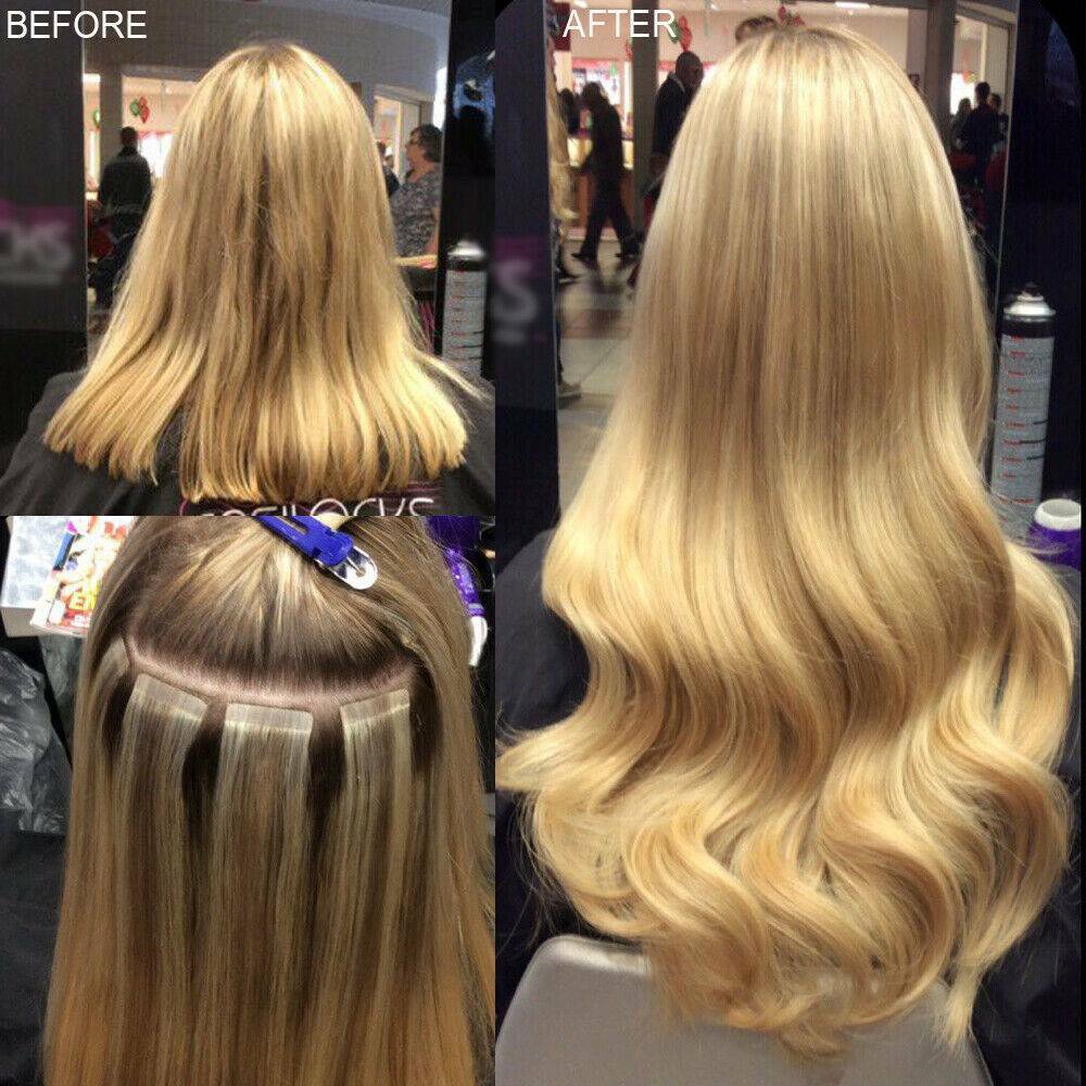 150g Seamless Tape In Skin Weft 100% Remy Human Hair Extensions Women Clearance