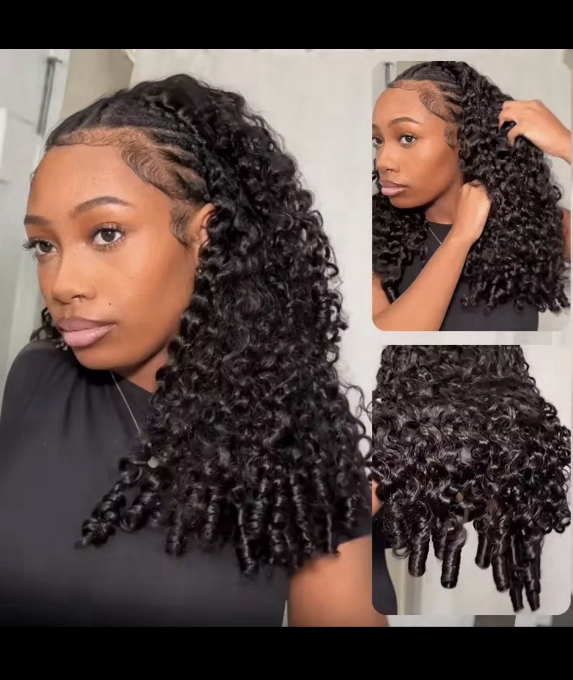Glueless Lace Front Wig Curly Hair Black Pre-Cut HD Lace Natural Look Women