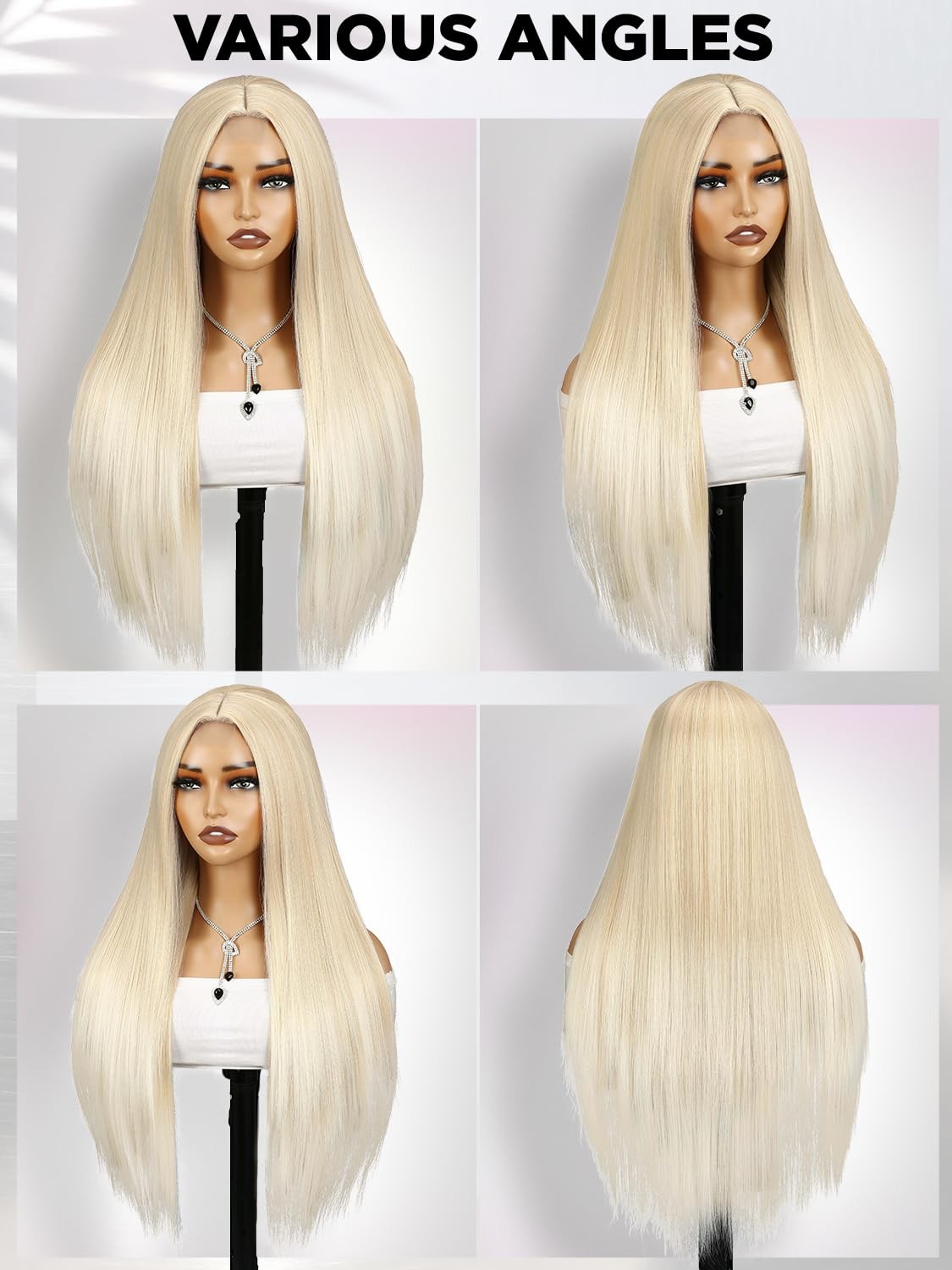 WIGRE 26 Inches Long Straight Wig Middle Part Blonde Wigs for Women Daily Use…