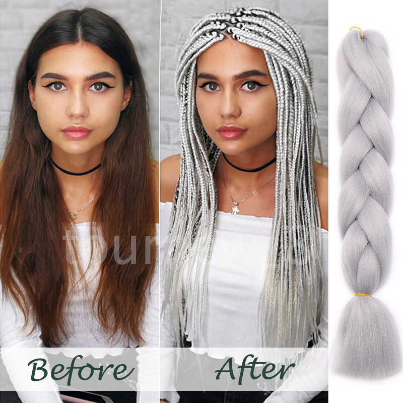 Braiding Rainbow Braids Hair Extensions Synthetic Stage Party Cosplay Ombre 24″