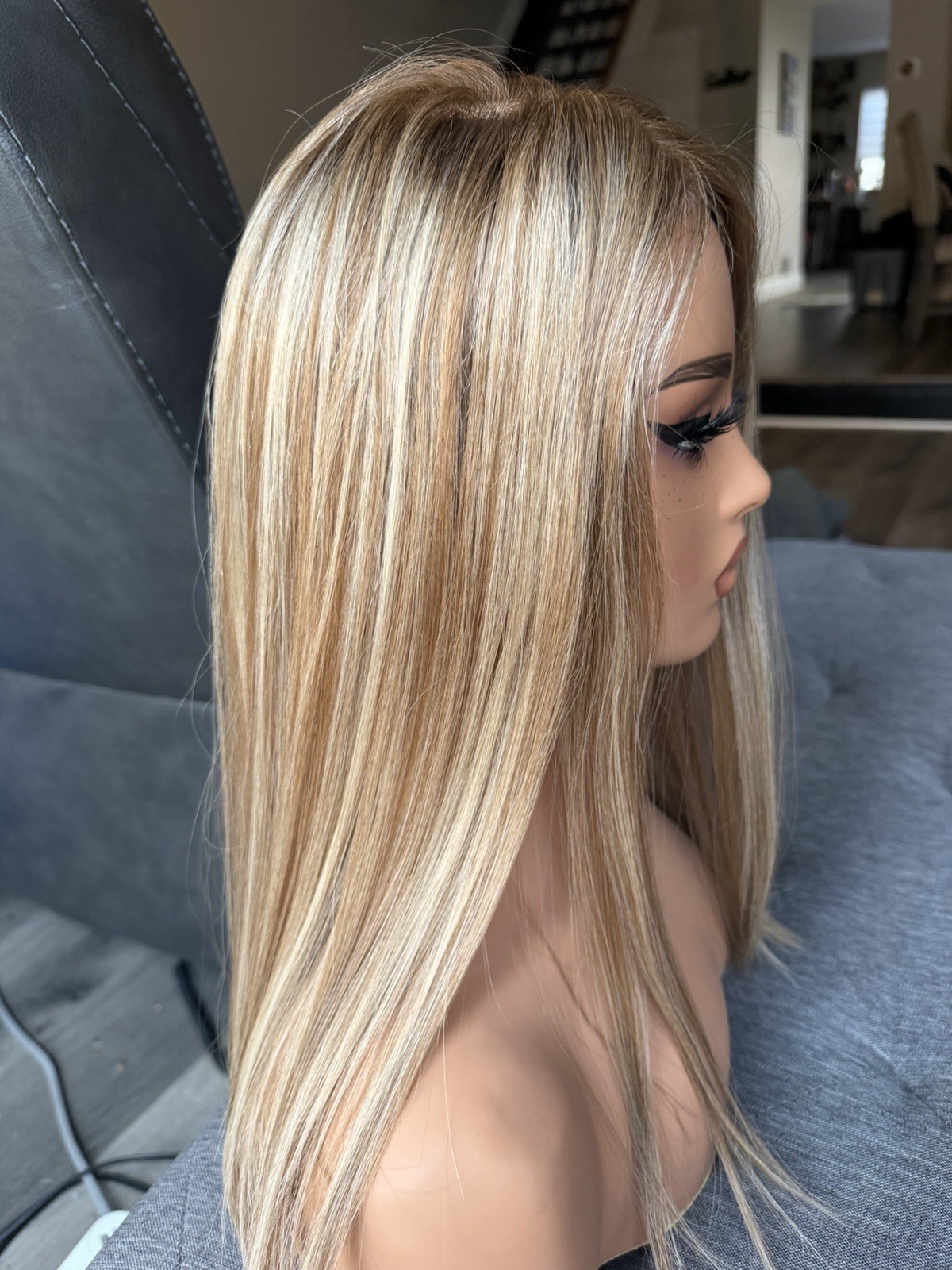 human hair lace Top European Hand tied Wig 18 Inches Size Small