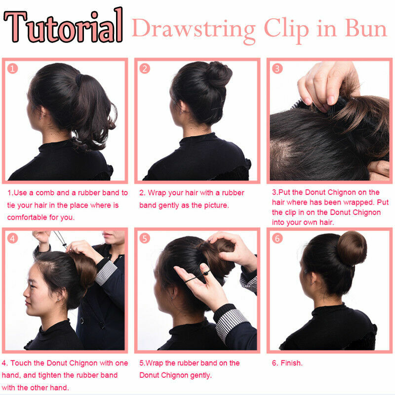 Scrunchie 100% Remy Human Hair Drawstring Bun Hairpiece Updo Fluffy Ponytail US