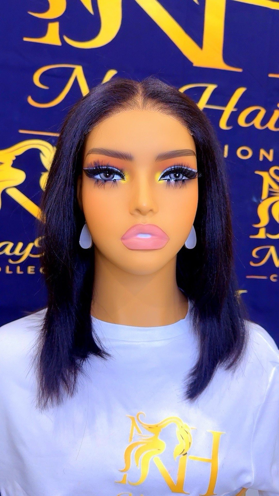 NayHair Collection Lace Front Glueless 7*5 Bob layer yaki str 12” 250 density