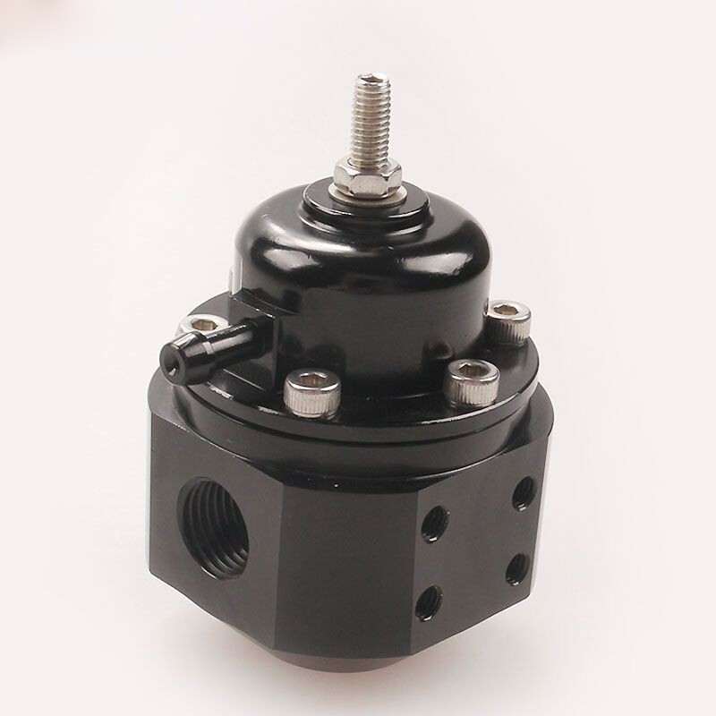 Black Universal Adjustable EFI Fuel Pressure Regulator Valve Kit High Volume