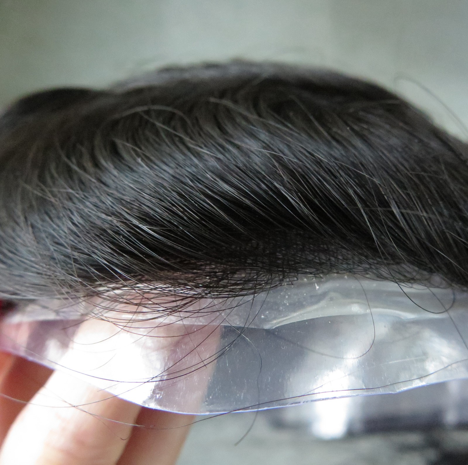 Toupee for Men Super Ultra Thin Skin Human Hair System Black Hair Pieces #1C