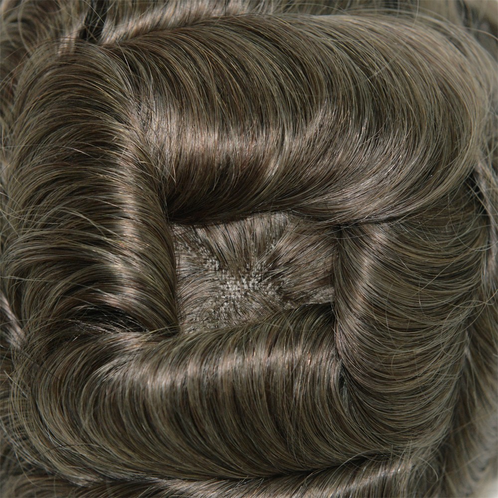 Toupee For Men Human Hair Replecement System Mono Poly with Gauze Hairpiece 30mm