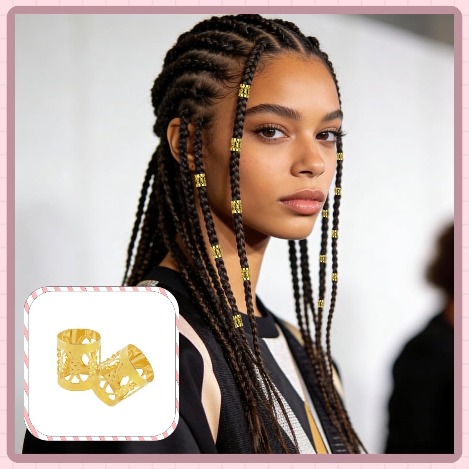 50 Pcs Gold Dreadlocks Beads & Hair Cuffs – Chic Braiding Accessories