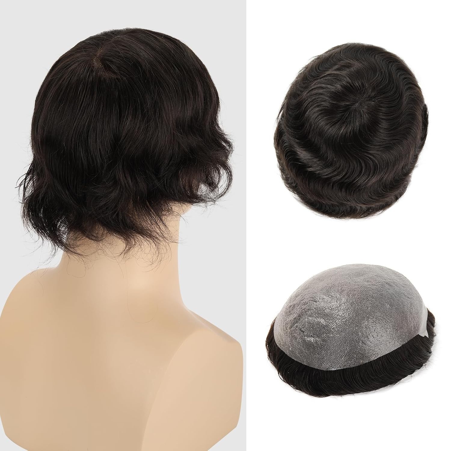 0.03mm Ultra Thin Skin Toupee V-looped & No Knots 100% Human Hair 8×10 Inch Base