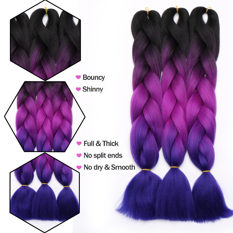 24” Real Thick Rainbow Braiding hair Straight Kanekelon Jumbo Hair Weaving Hair