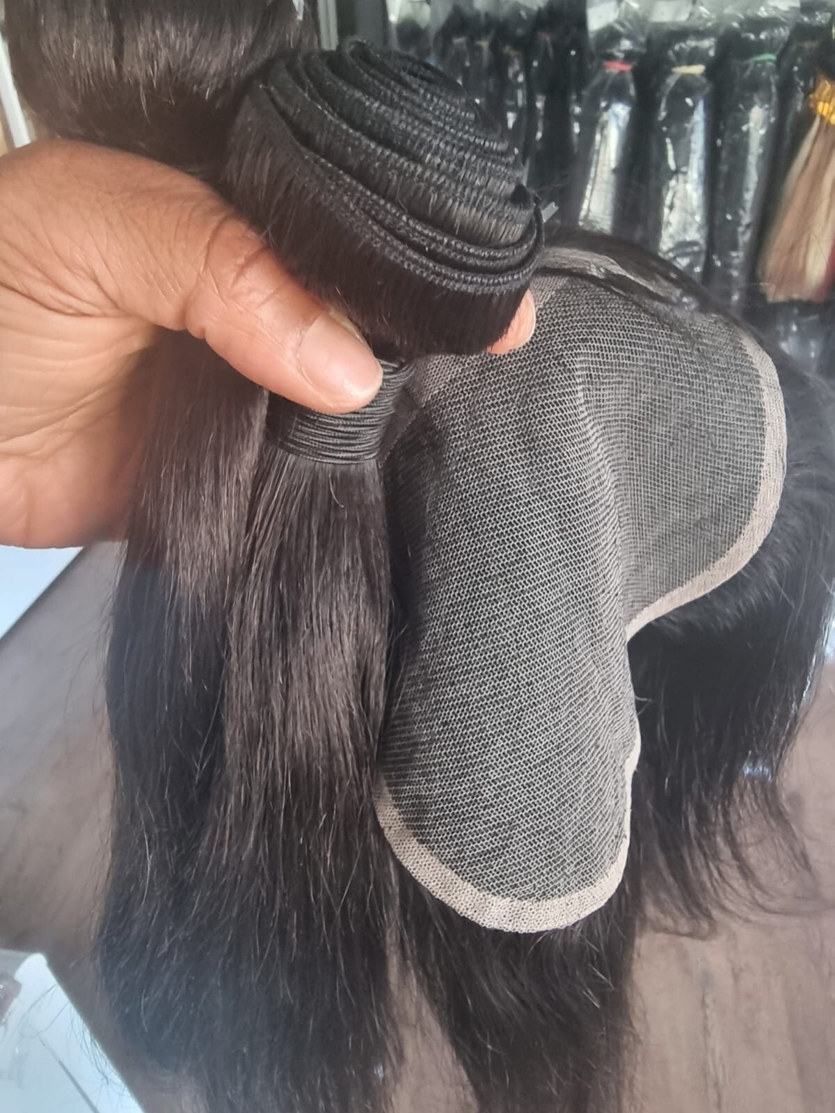 12A STRAIGHT BRAZILIAN VIRGIN HUMAN HAIR 14+14&14INCH 6X6 CLOSURE 260g COLOR 1B#
