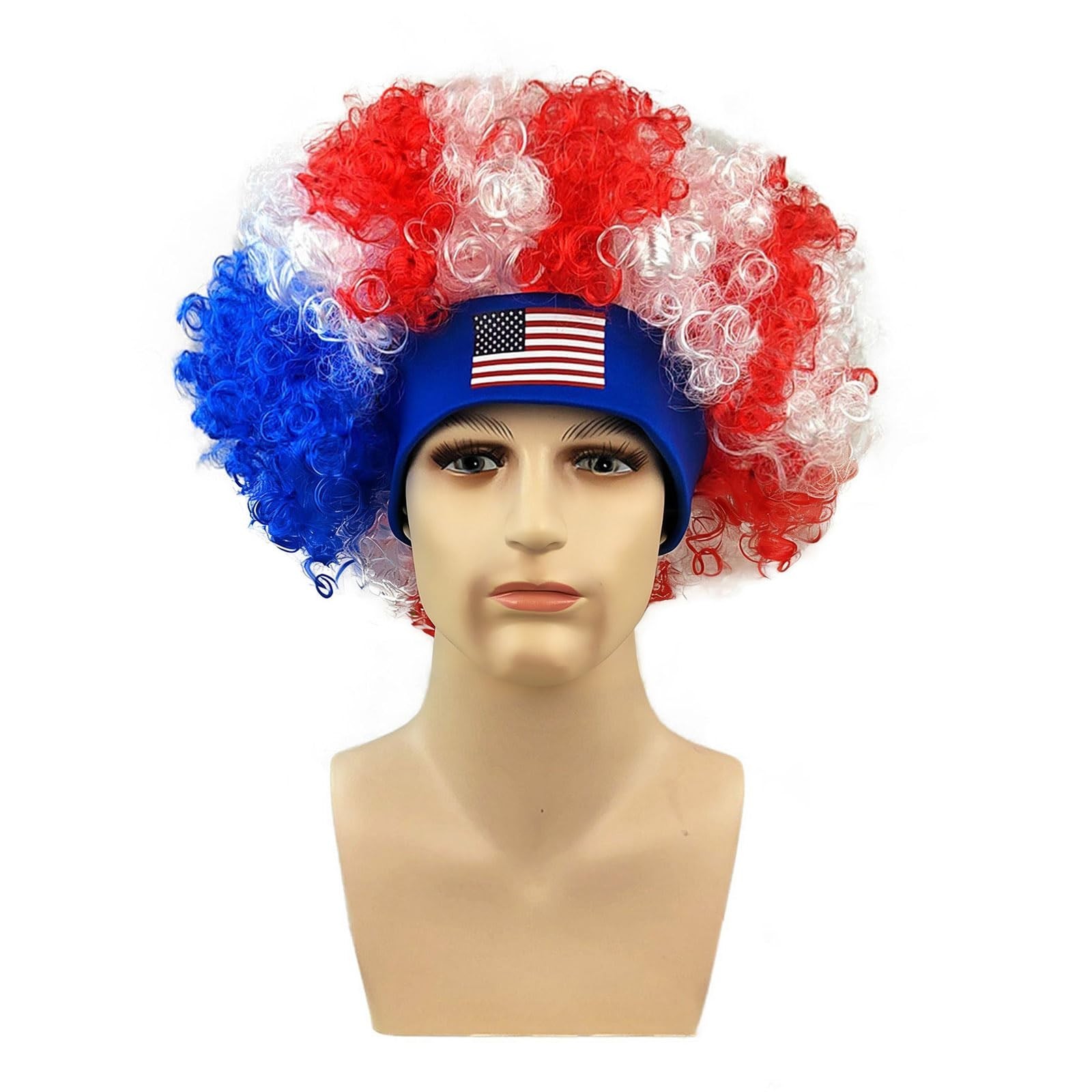 Soccer National Flag Curly Wig Hairy Headband Party Cheering Cosplay Costume