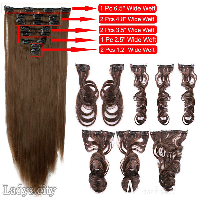 US Real Natural Full Head Clip in Hair Extensions Extentions 18Clips on 50Colors