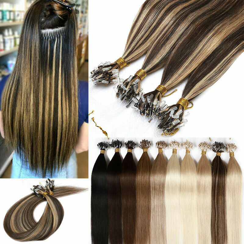 Micro Ring Beads Hair Extensions Micro Loop Nano Link Remy Brazilian Human Hair