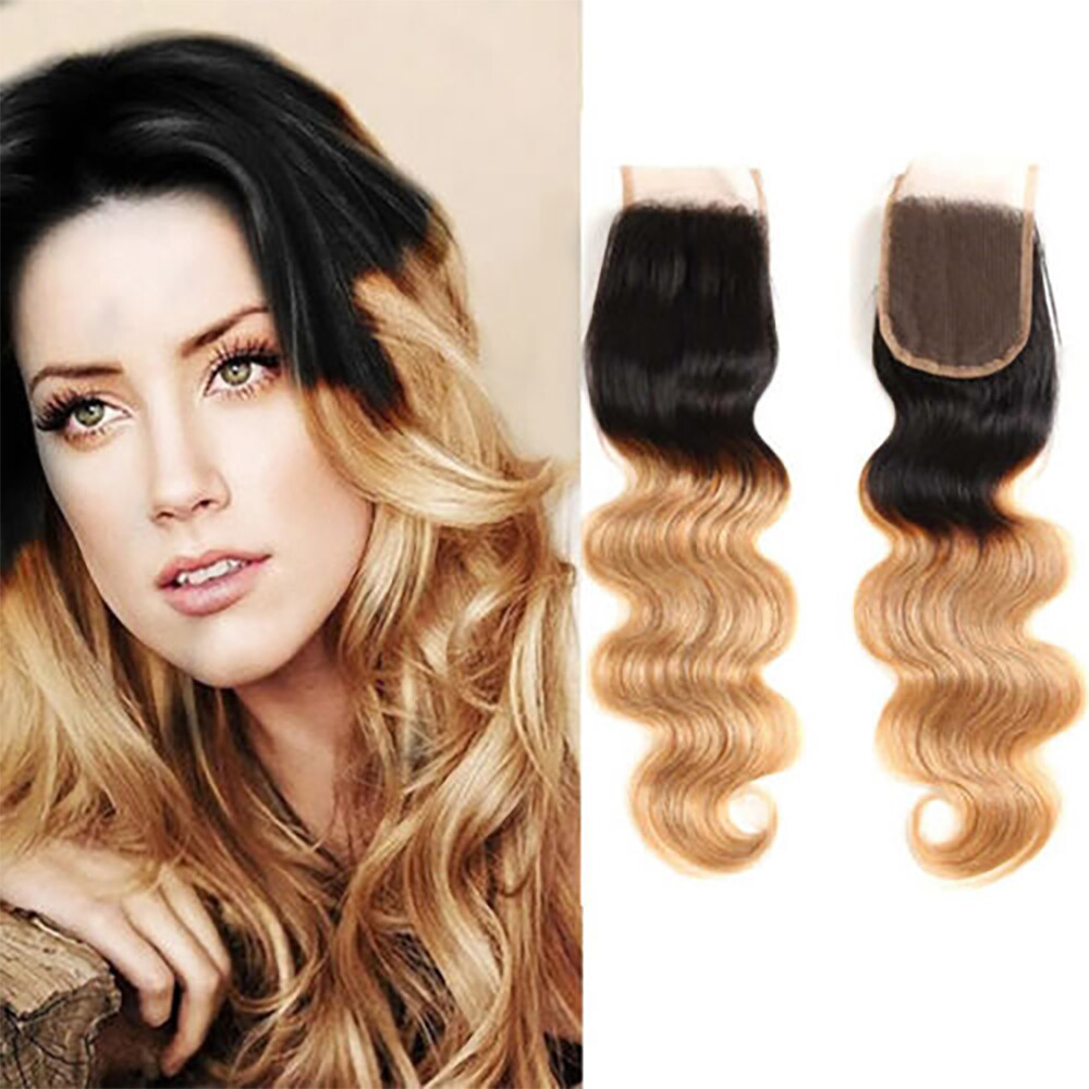 Body Wave 3 Bundles With Closure 1B/27 color Human Hair 100g/Bundle