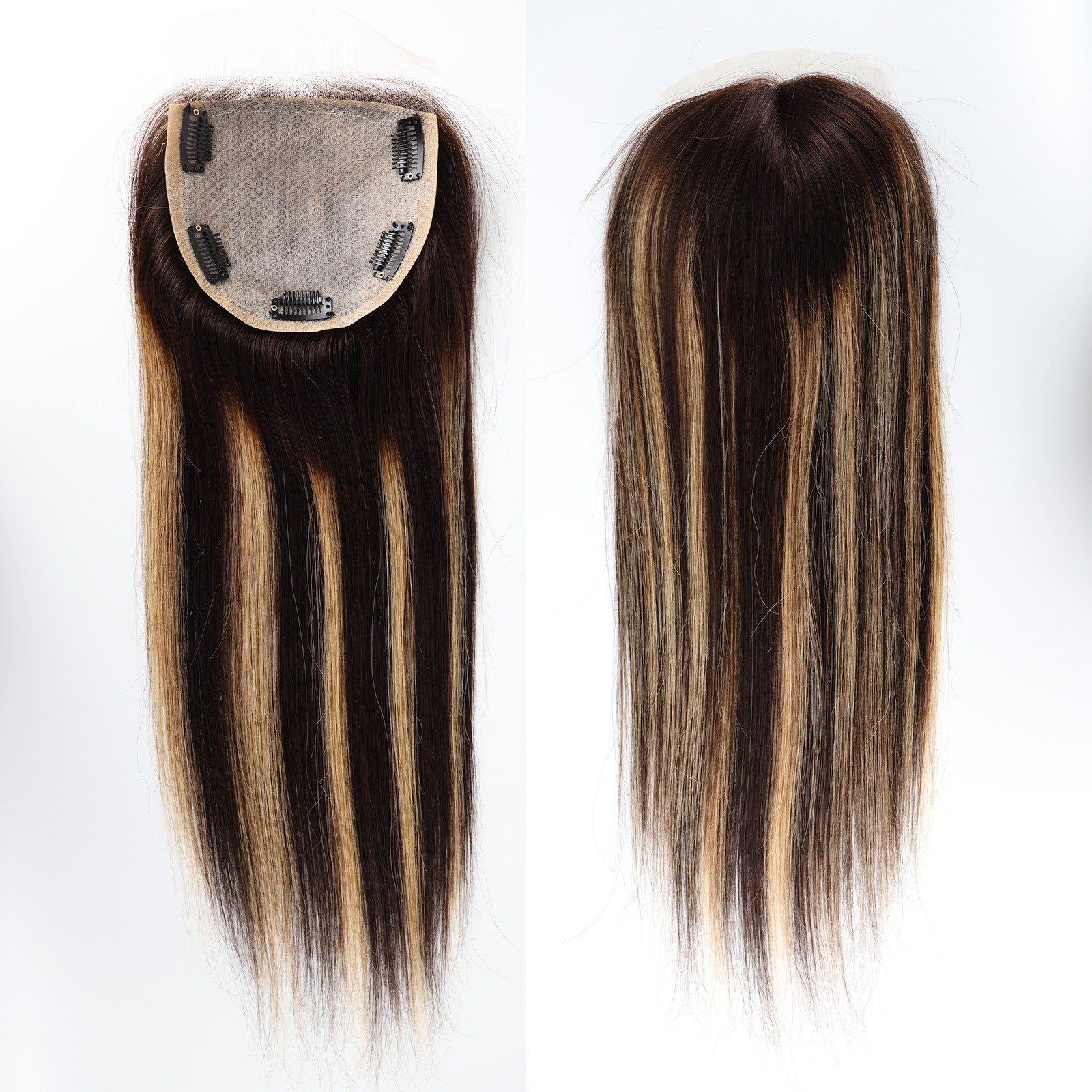 4/27 Highlight Silk Base 100% Human Hair Topper For Woman Remy Hair Lace Closure