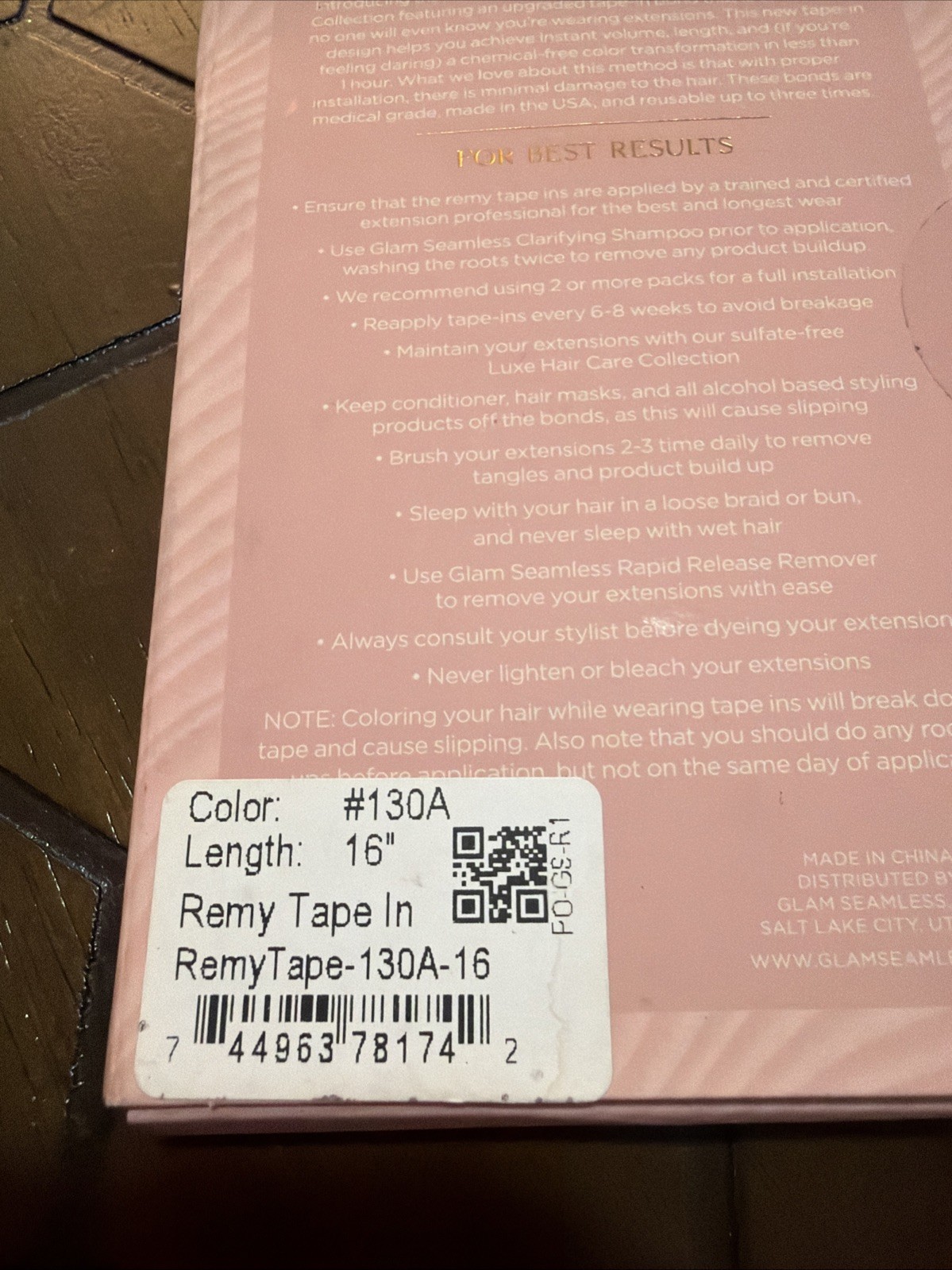 Glam Seamless Hair Extensions Remy Tape Ins 16in Color#130A