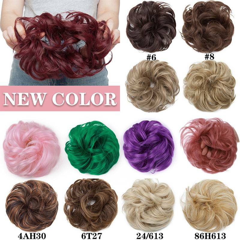 THICK Curly Messy Bun Hair Piece Scrunchie Natural Hair Updo Extension As Human