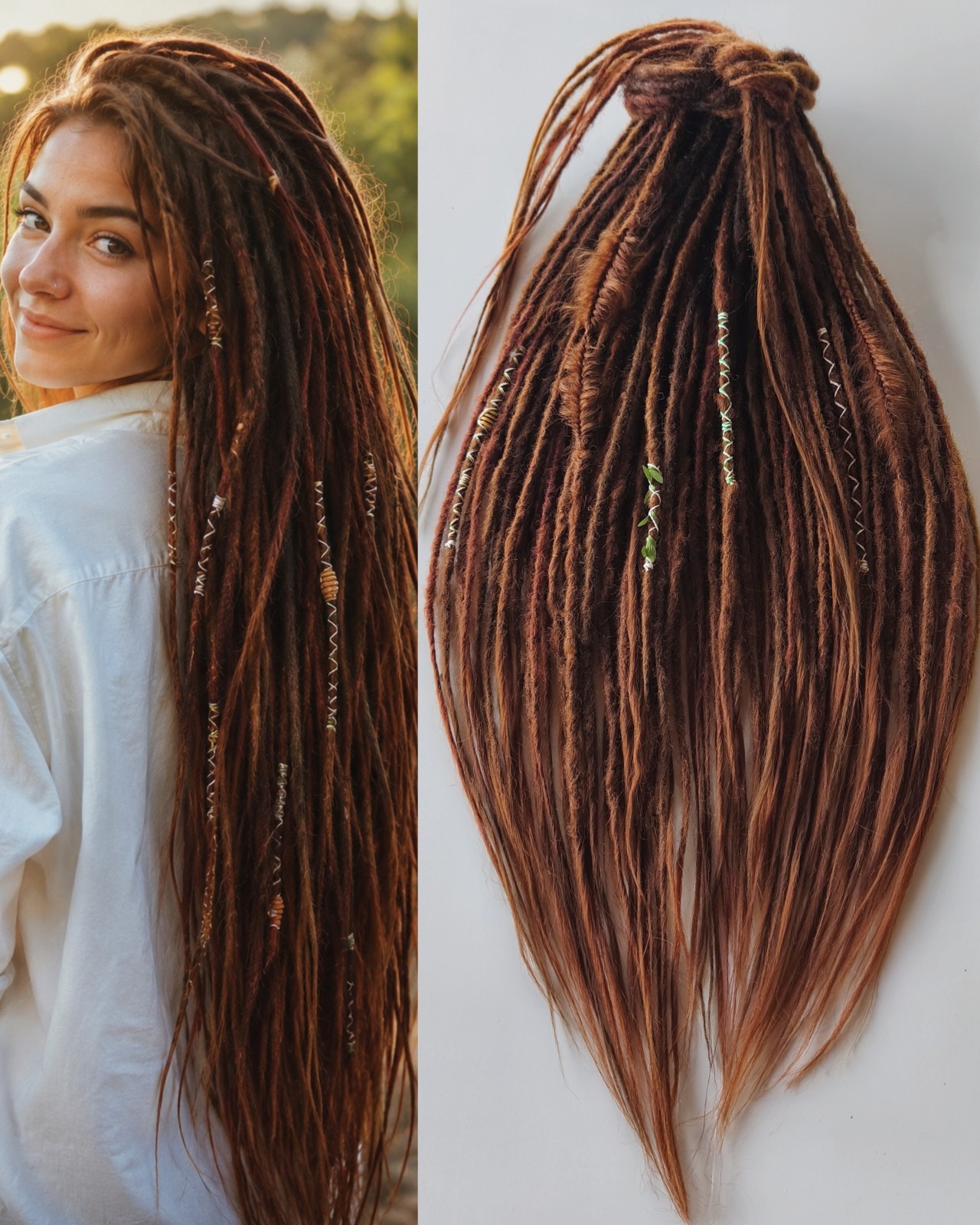 Synthetic DE Dreadlocks Auburn Blend Boho Handmade Dreadlock Extensions Full Set