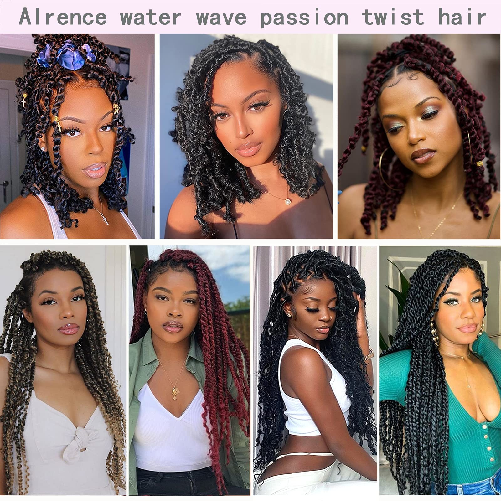 Alrence Passion Twist Hair Copper Red 14 Inch 8 Packs Passion Twist Crochet Hair