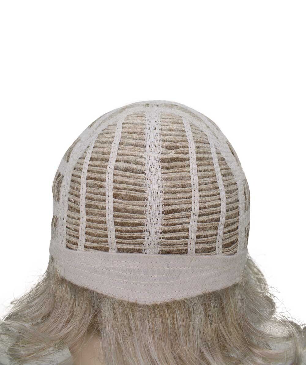 Monroe – Curly Kanekalon Synthetic Fiber Full Wig, 4 – 4.5 in, Light Silver Grey