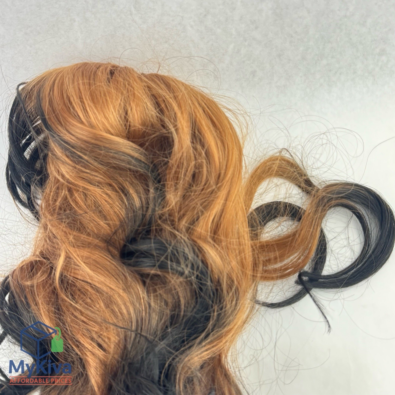Wavy Curly Wig Ombre Auburn Black Long Hair Clip In Cap Costume Cosplay