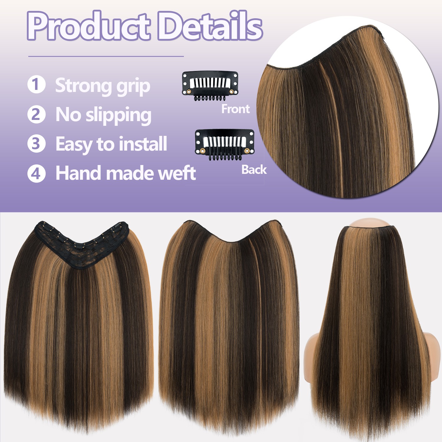 1PCS THICK 100% Real Natural Clip in AS Human Hair Extensions Full Head Straight