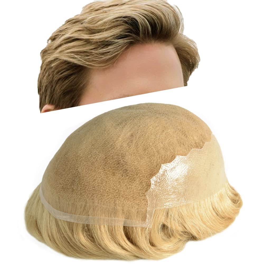 Swiss Lace Front Poly Lace Skin Hair Replacement Systems MensToupee Hairpieces