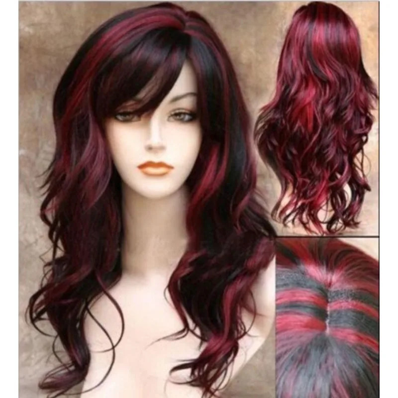 Colorful Long Curly Fluffy Wave Wig for Women Daily Party Match Chemical Fiber