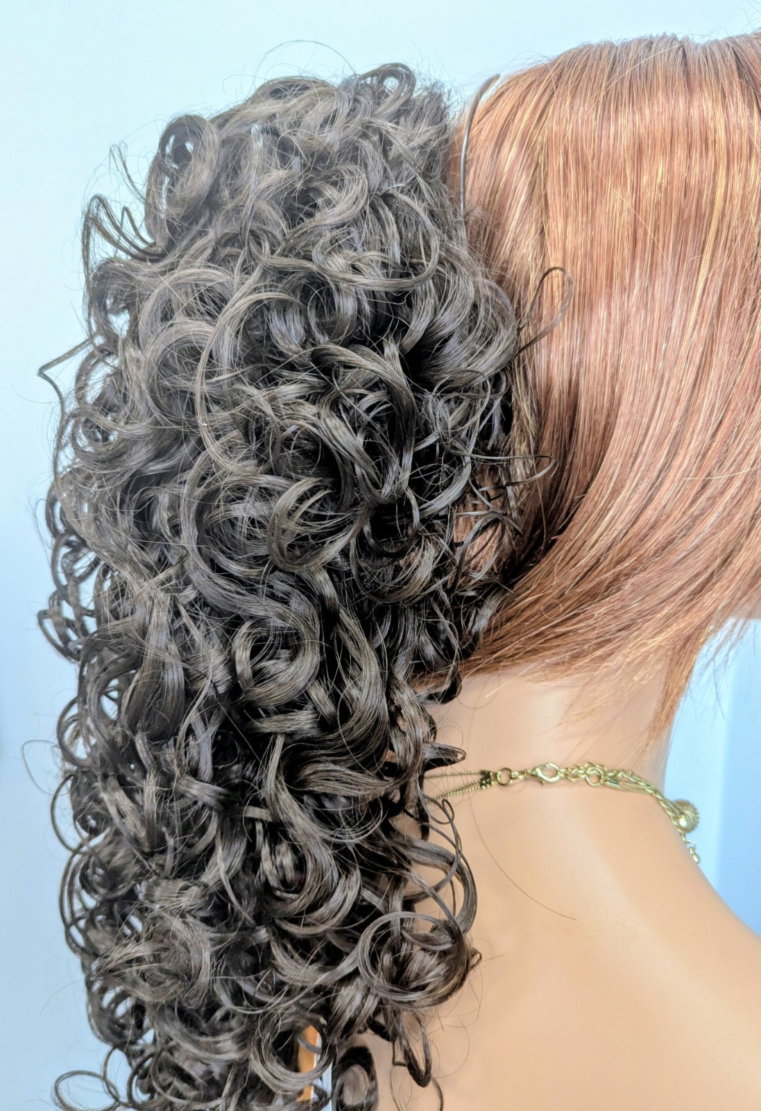 Tony Of Beverly Long Luxury Flair Comb Curly Hairpiece Color #6 Medium Brown