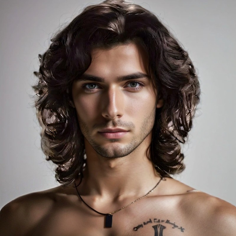 Unisex Short Curly Deep Brown Wig Heat Resistant Synthetic Hair Wig for Men Wome