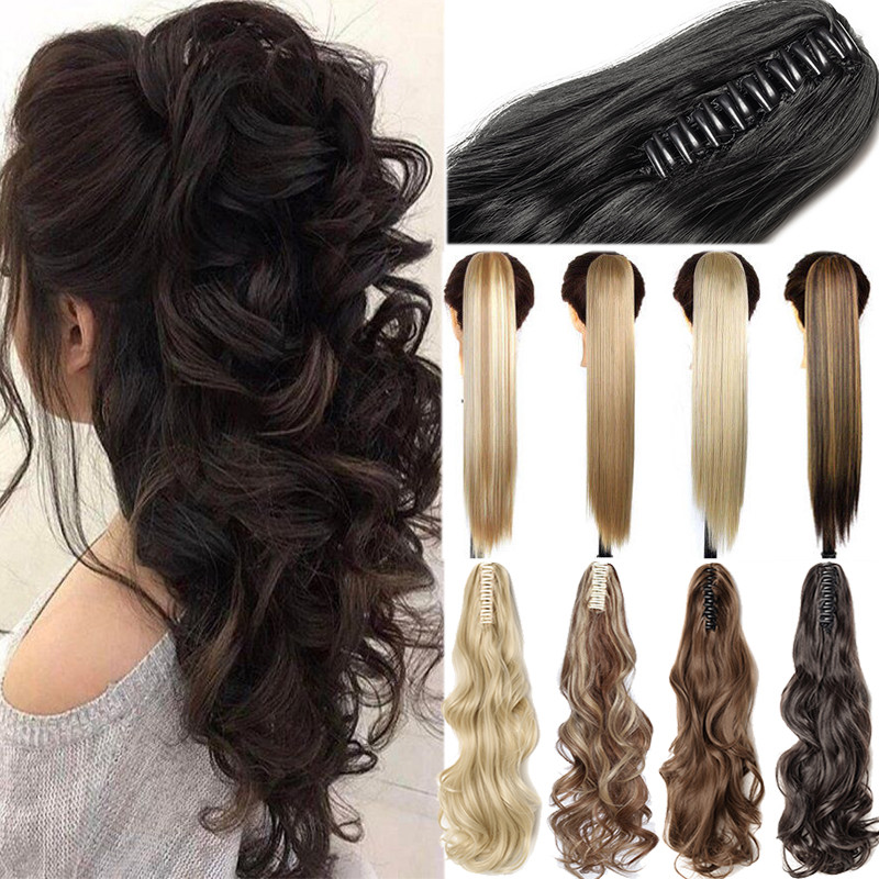 POP Lady Claw Ponytail Short Braid Long Curl As Real Pony Tail Hair Extensions a