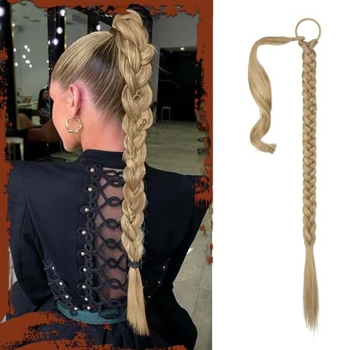 Long Braid Ponytail Extension with Hair Tie 26 Inch (Pack of 1) Ash Blonde