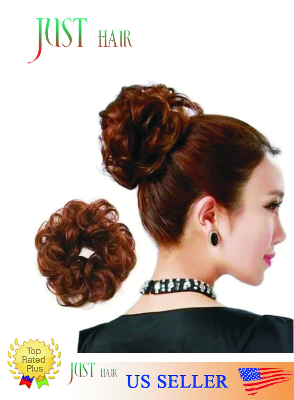 Real Natural Curly Messy Bun Hair Piece Scrunchie Hair Extension as Human Blonde