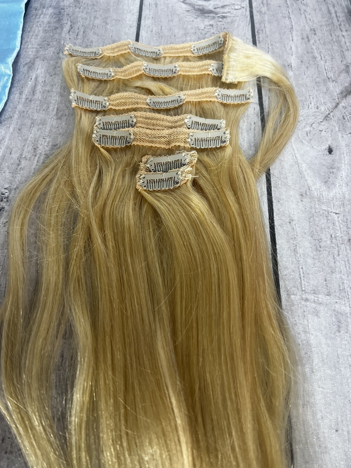 Clip in Hair Extensions Real Human Hair-180g 24 inch 7pcs, Bleach Blonde