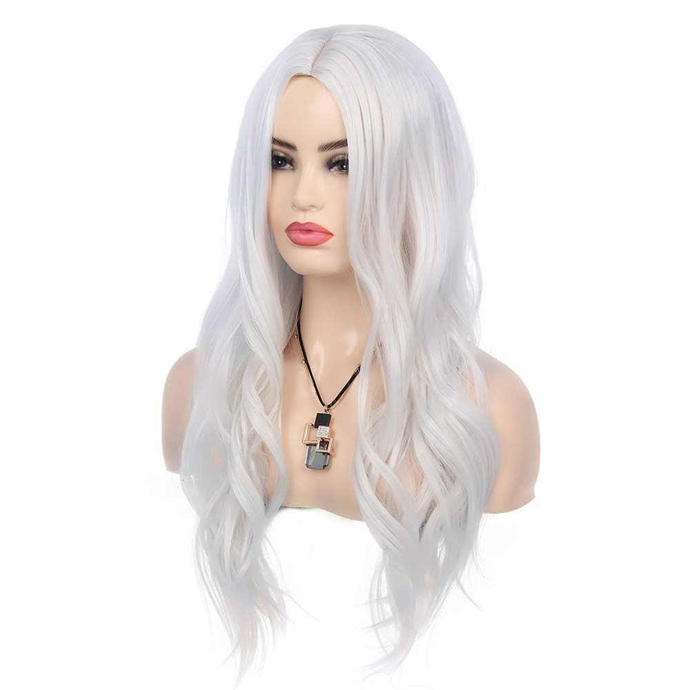 Cream White Wigs for Women Long Curly Wavy Synthetic Hair Wig Natural Middle …