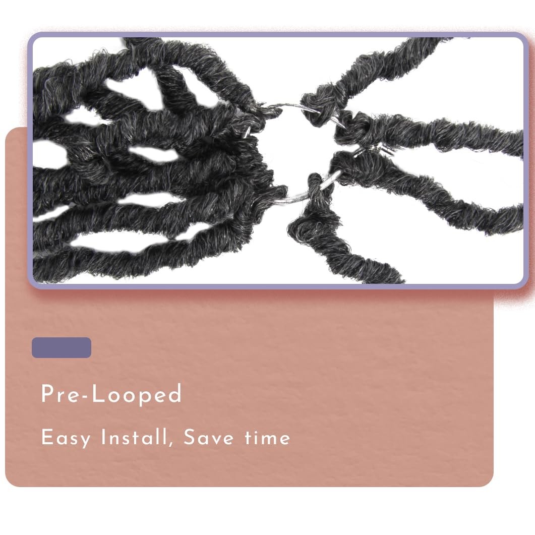 BOHOBABE 18″ Faux Locs Crochet Hair Wavy Curly Ends Pre-looped Synthetic