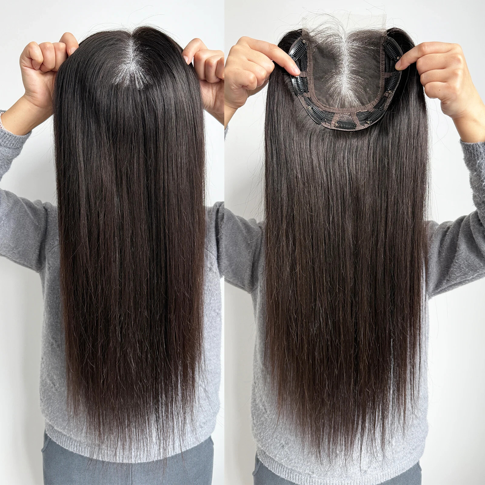 8×8″ HD Transparent Lace Topper Human Hair Piece Women Straight Closure 26″
