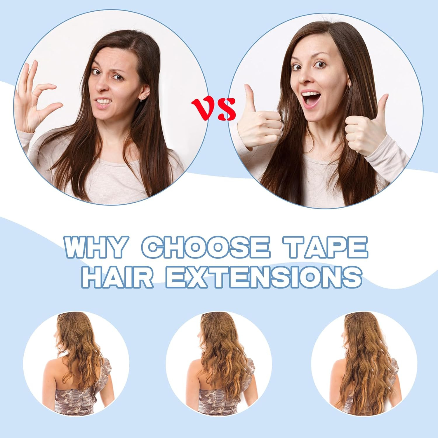Hair Extension Tape Tabs, 144PCS Pre-Cut Double Sided Adhesive Tapes in Hair