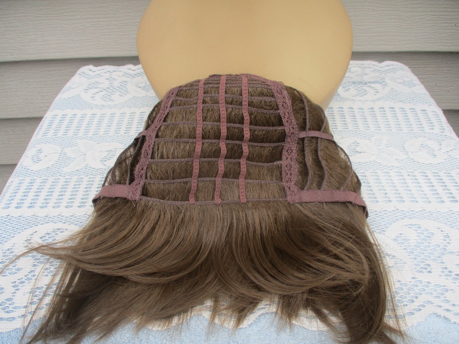 Paula Young TOPPER Curlable BEAUTIFUL Hair Piece w/Bangs LT ASH BROWN Full Cap