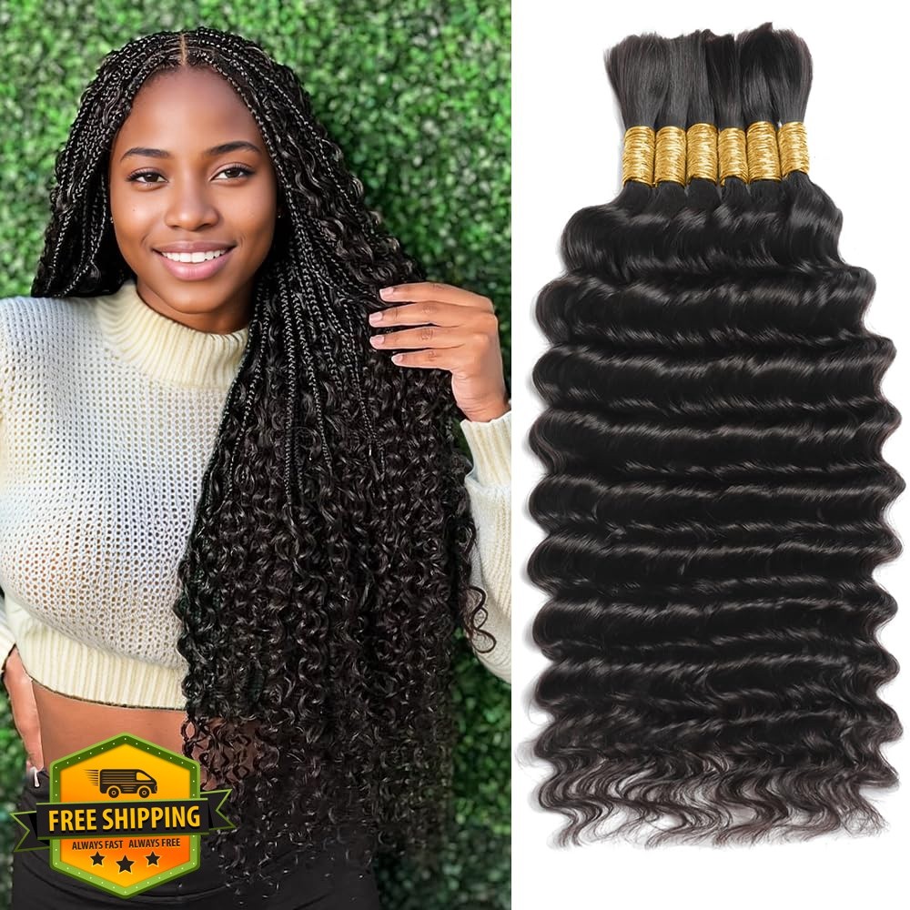 LEISWISS 22 Inch 150g 6 Bundles Braiding Hair Natural Black