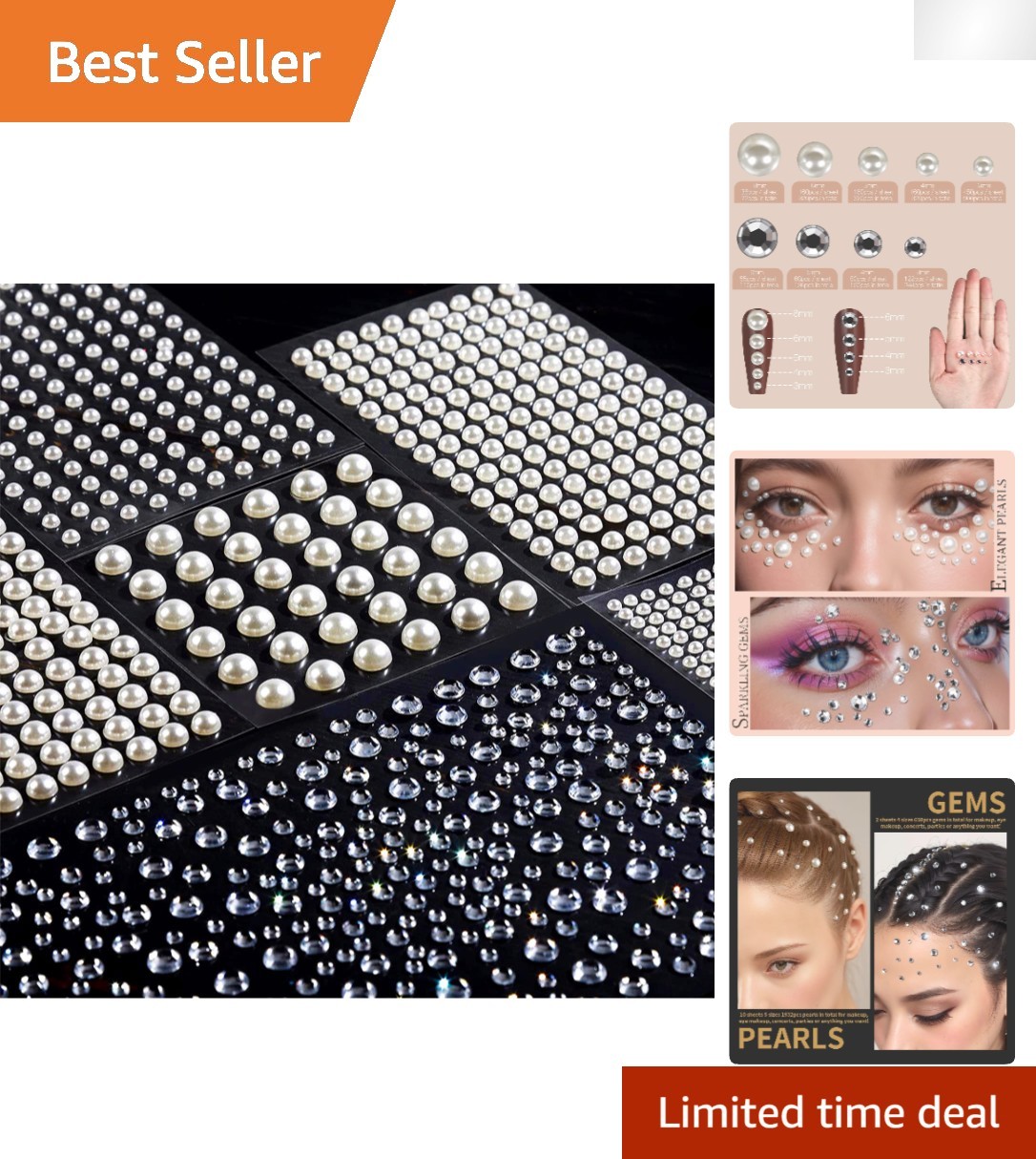 2662 Pcs Smooth Hair Pearls & Face Gems – Easy Application for Stunning Styles