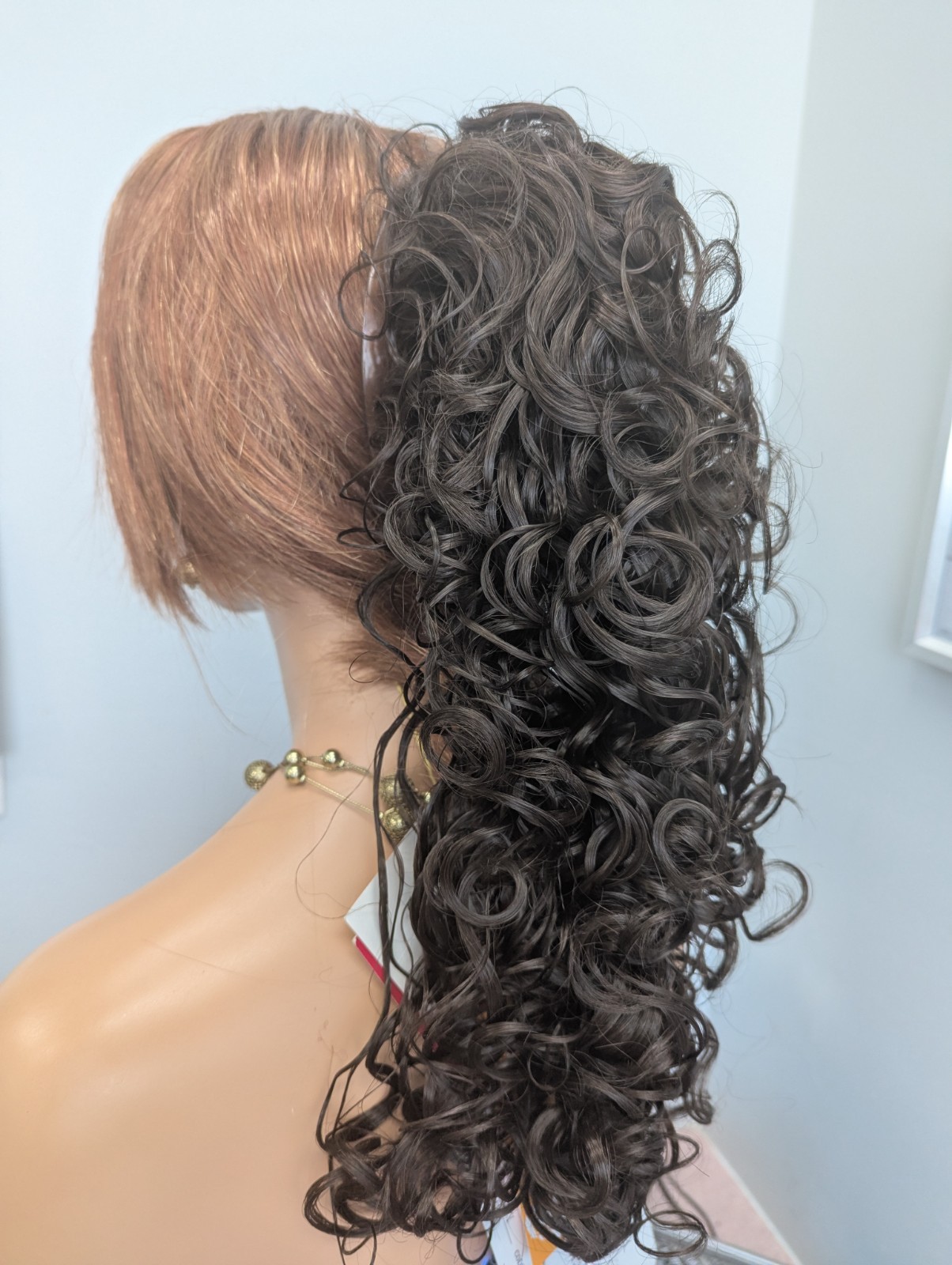 Tony Of Beverly Long Luxury Flair Comb Curly Hairpiece Color #6 Medium Brown