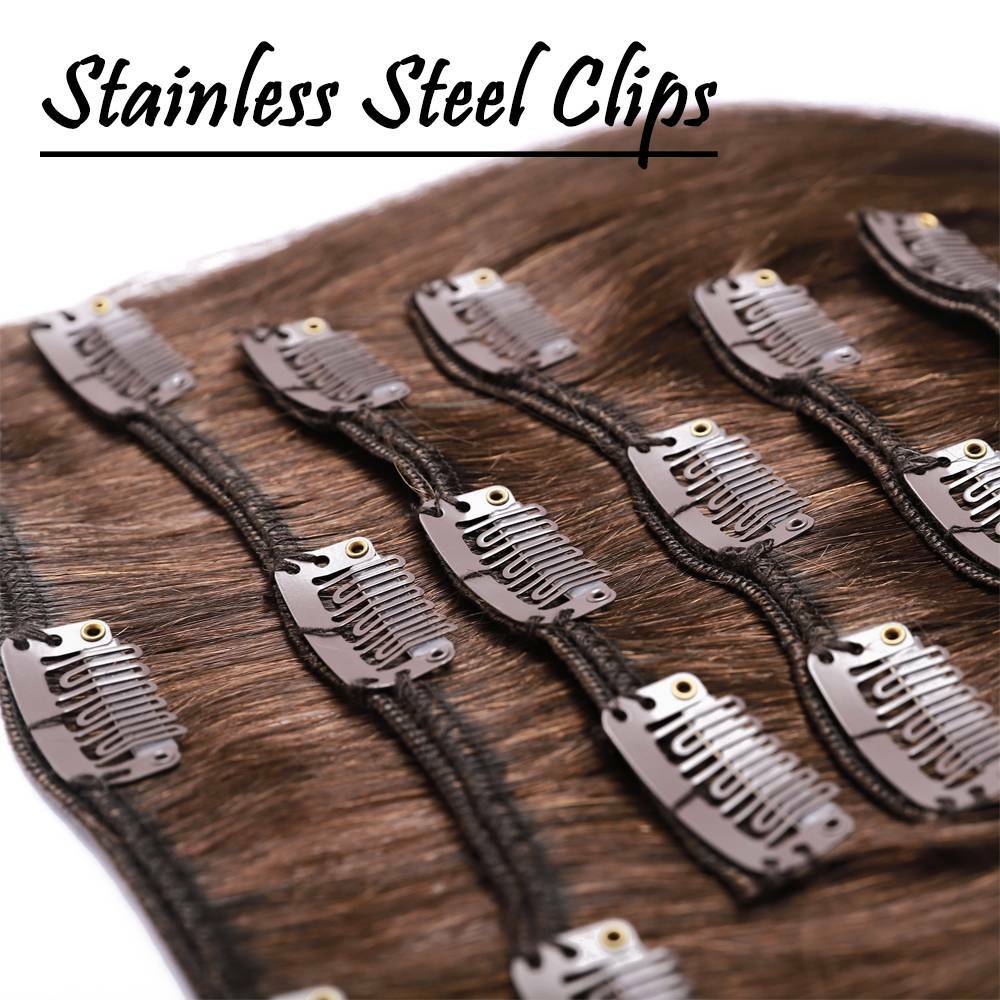 Clip In Extensions Clip On 100% Real Human Hair Extensions Full Head Balayage US