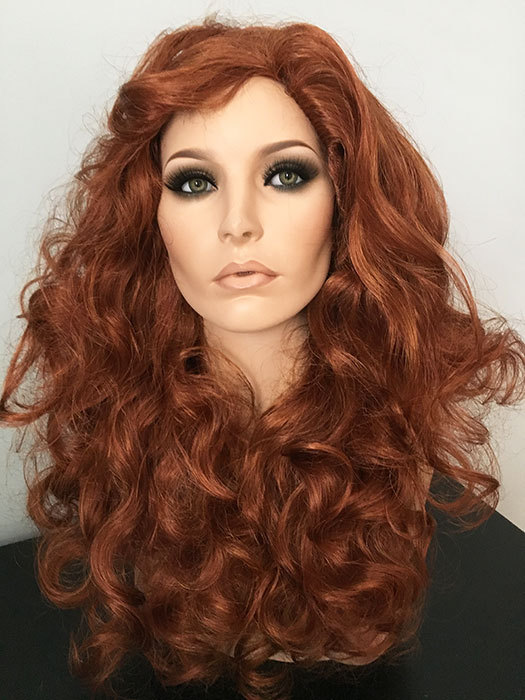 ” Cassie ” Wig Long Wavy Curl W/ Layers No Bang Cross Dresser Drag Queen Cosplay