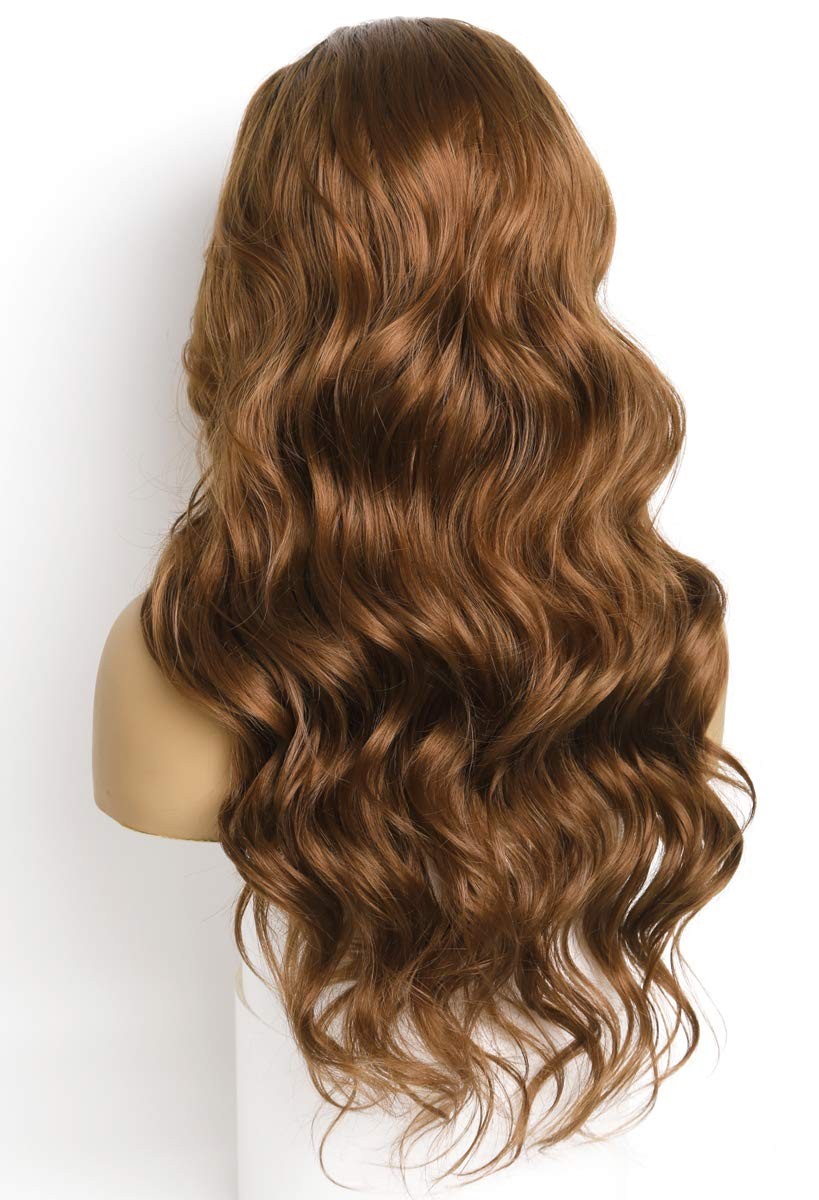 GIANNAY Brown Lace Front Wigs Body 24-26 Inch (Pack of 1), Wave-Brown 24″