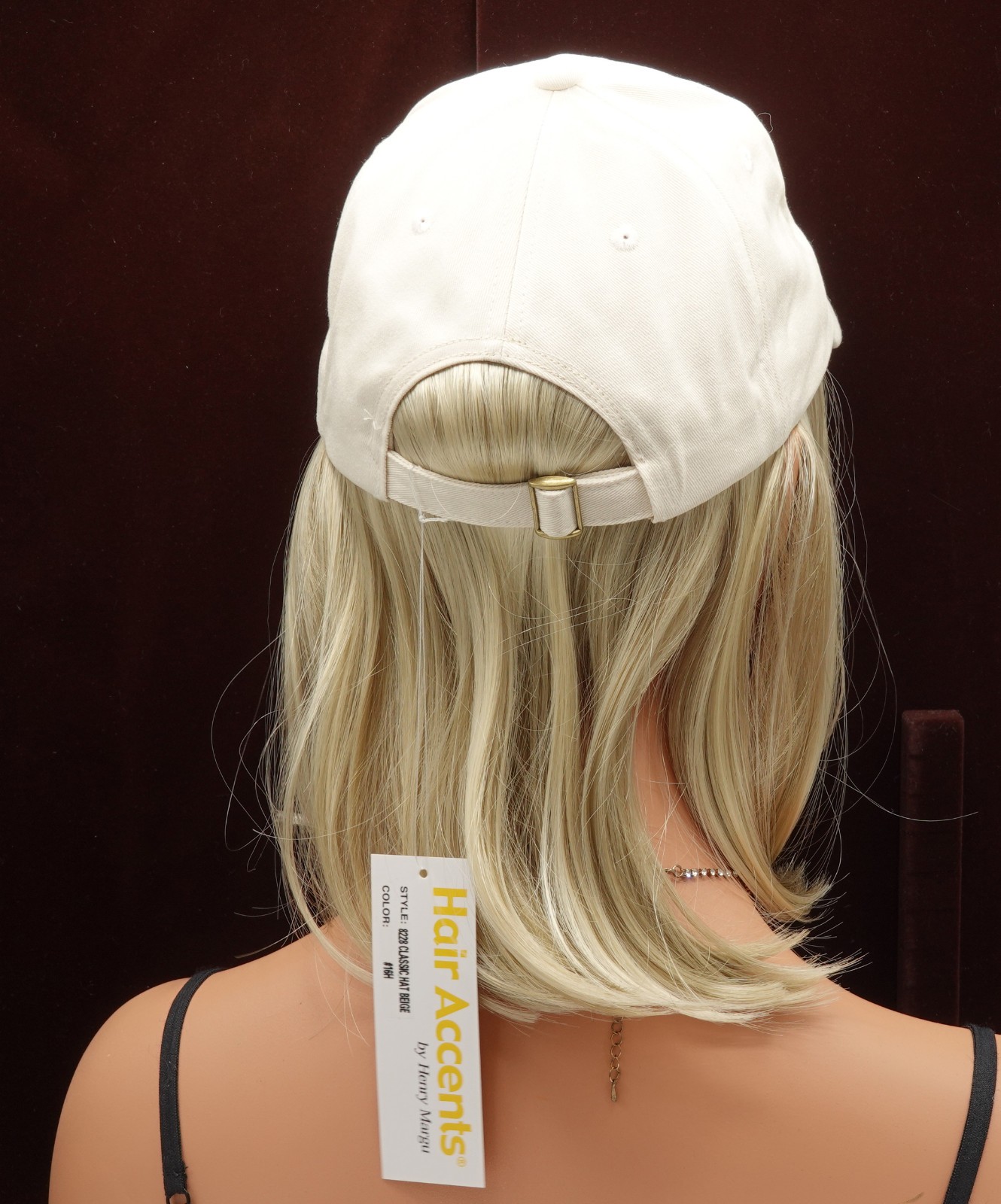 CLASSIC HAT by Henry Margu, Beige Hat w/Hair, 16H – Lt Blonde, *CLEARANCE!* NEW