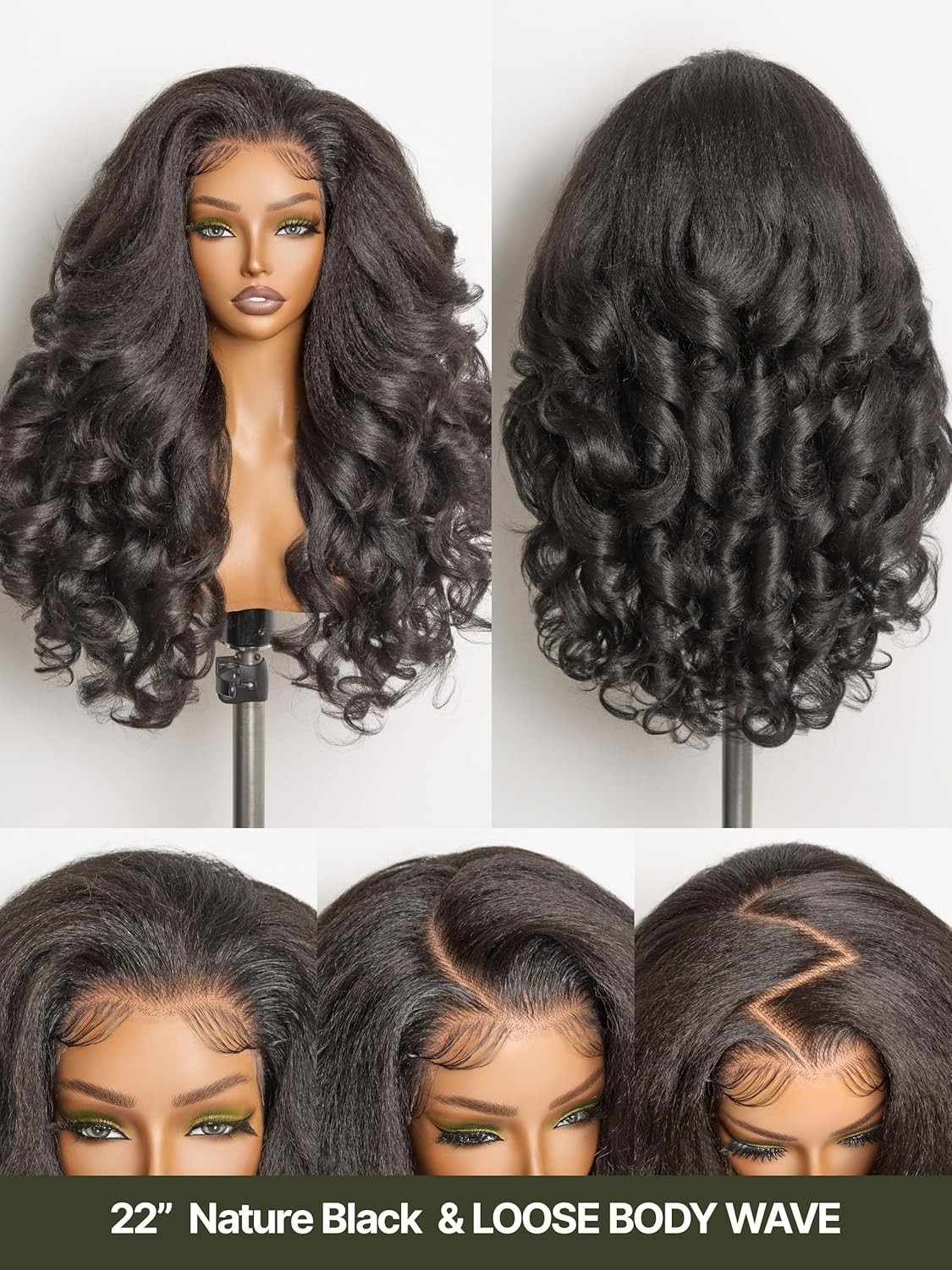 13×6 22in Body Wave Lace Front Wigs Veralux Fiber Blend Pre Plucked 250% Density