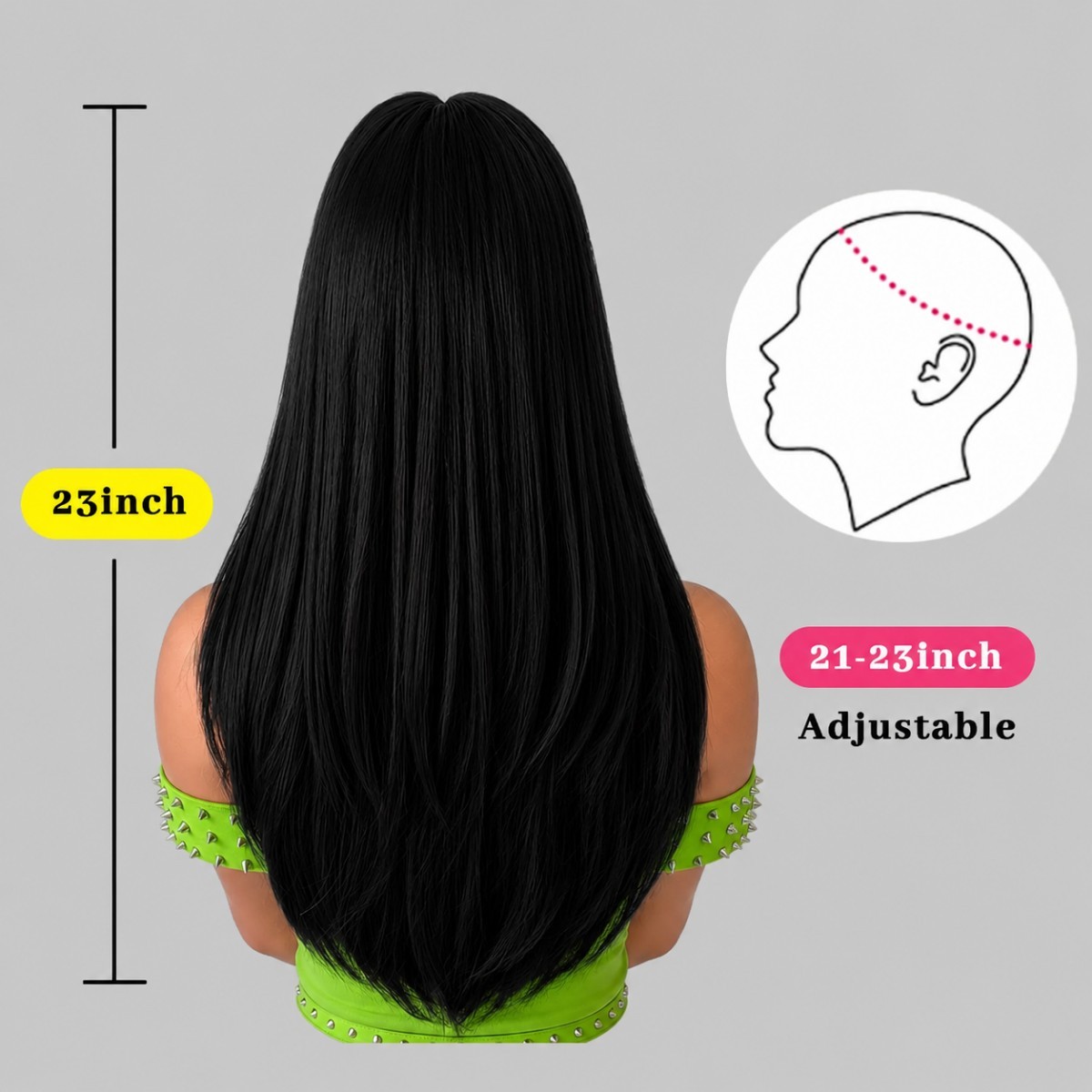 Cosplay Wig With Fringe Long Straight Natural Synthetic Hair Black