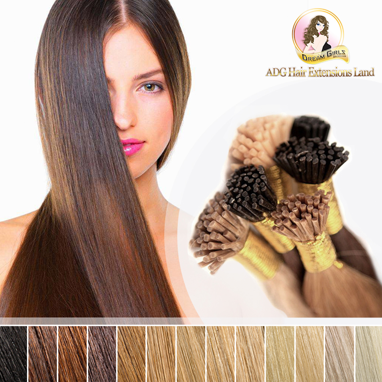 20″ Indian Human I Tip Micro Beads Hair Extensions Double Drawn #8 Light Brown
