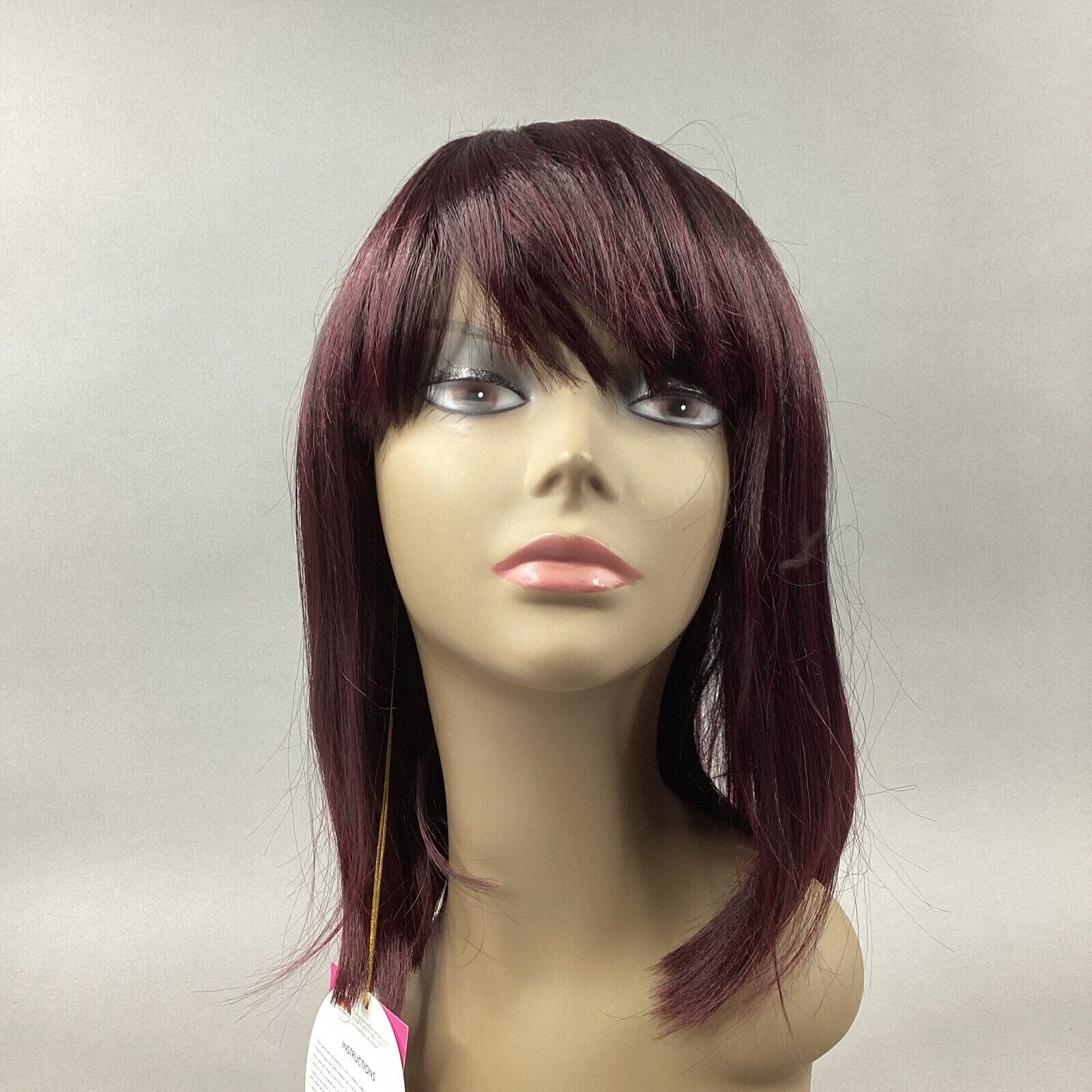 SB009. FEMI #T1B/99J Off Black Dark Plum Short Straight Premium Synthetic Wig